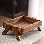 Solid Wood Tea Brewing Tray Chinese Style Tea Cup Coaster Teakwood Vintage Serving Plate with Drainage Tea Set Accessories