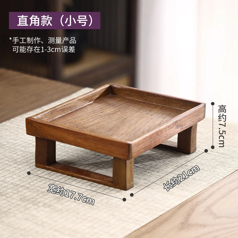 Solid Wood Tea Brewing Tray Chinese Style Tea Cup Coaster Teakwood Vintage Serving Plate with Drainage Tea Set Accessories