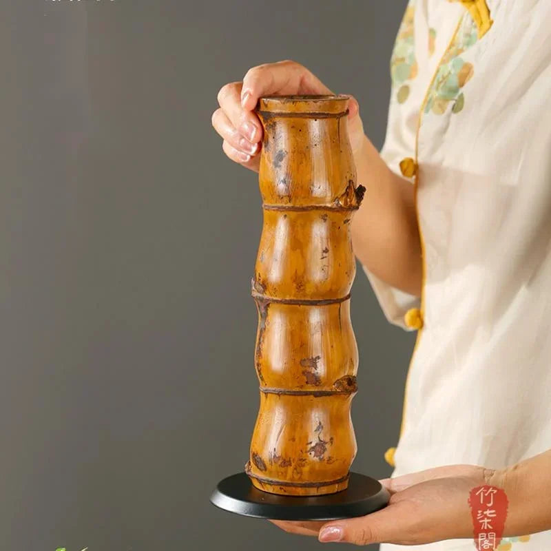 Bamboo Flower Vase Zen Decorative Big Belly Tea Room