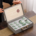 Elegant celadon Kung Fu tea set with ice-crack glaze, perfect for tea lovers and gifting.