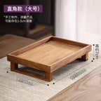 Solid Wood Tea Brewing Tray Chinese Style Tea Cup Coaster Teakwood Vintage Serving Plate with Drainage Tea Set Accessories
