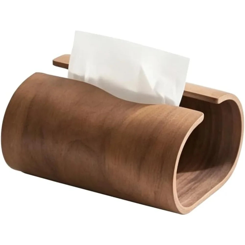 Natural Wood Tissue Box Organizer