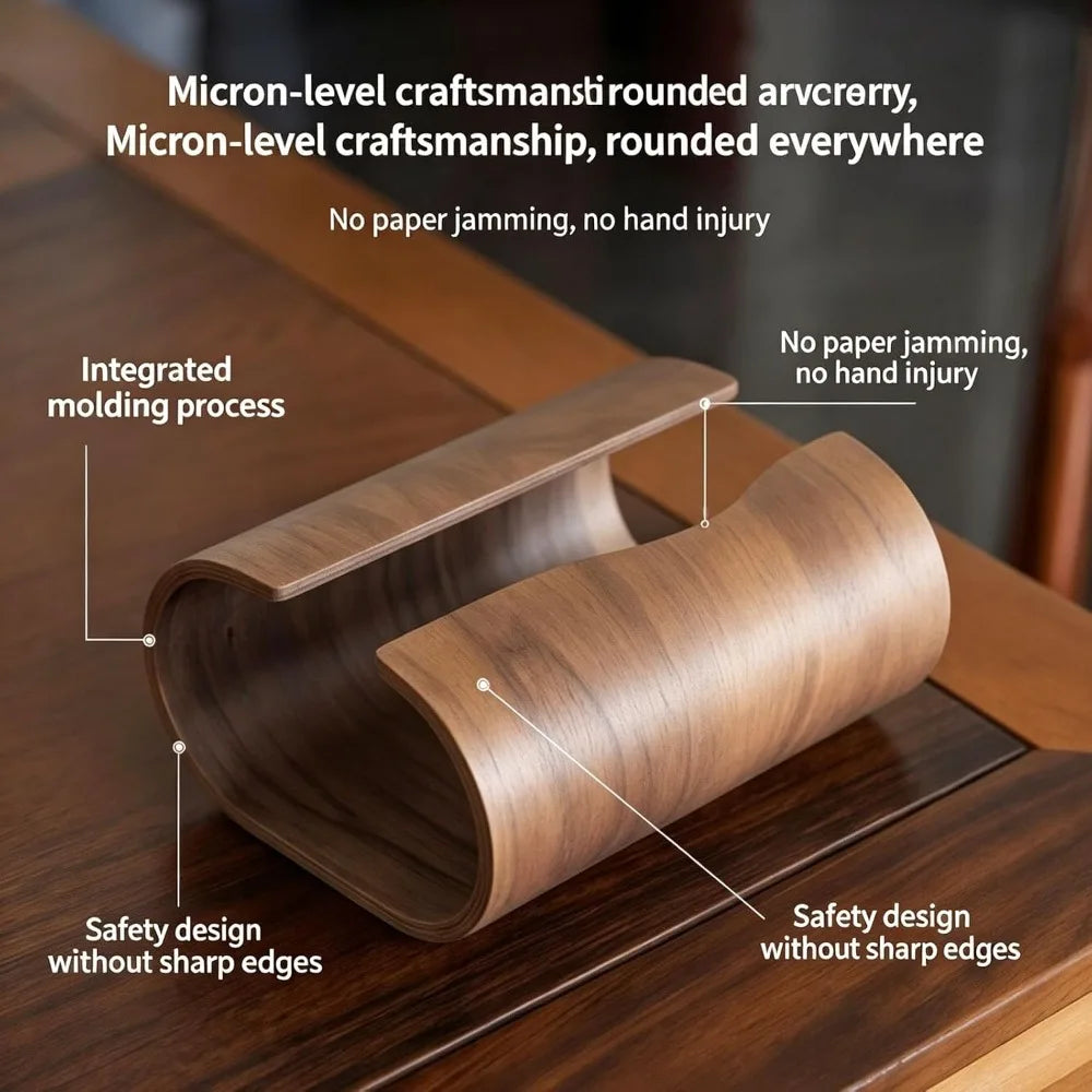 Natural Wood Tissue Box Organizer