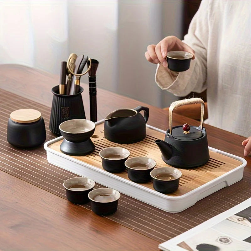 13-Piece Ceramic Kung Fu Tea Set – Portable Tea Service