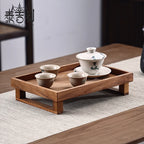 Solid Wood Tea Brewing Tray Chinese Style Tea Cup Coaster Teakwood Vintage Serving Plate with Drainage Tea Set Accessories