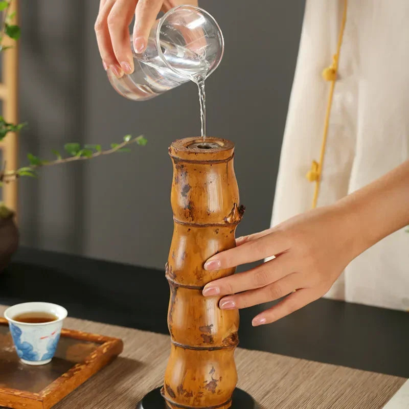 Bamboo Flower Vase Zen Decorative Big Belly Tea Room
