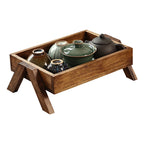 Solid Wood Tea Brewing Tray Chinese Style Tea Cup Coaster Teakwood Vintage Serving Plate with Drainage Tea Set Accessories